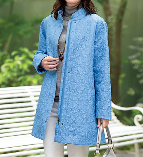 ルフラン（ルフラン）の「花柄キルトの上品ジャケット＜キリッツ＞（その他ジャケット）」｜ブルー