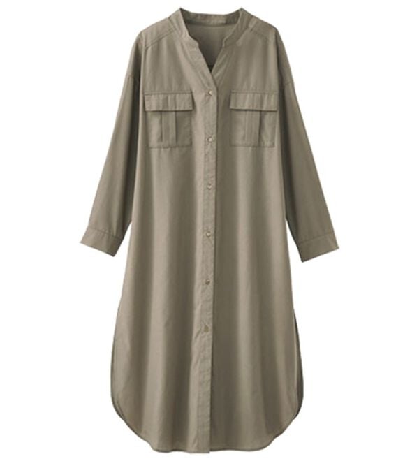 BELLUNA（ベルーナ）の「胸ポケット付キーネックシャツワンピース（チュニック）」｜詳細画像