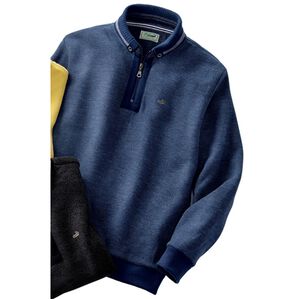 「＜クロコダイル＞裏起毛ジップ衿トレーナー（メンズトレーナー）」｜ネイビー