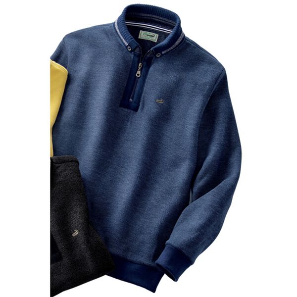 「＜クロコダイル＞裏起毛ジップ衿トレーナー（メンズトレーナー）」｜ネイビー