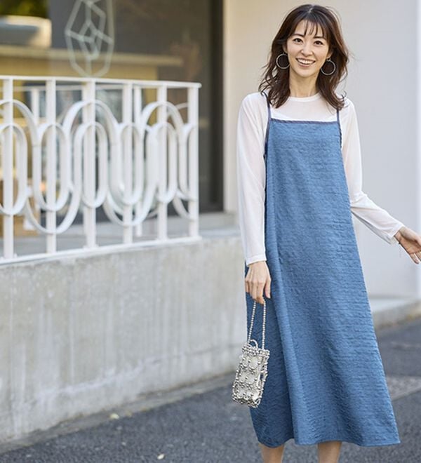 BELLUNA（ベルーナ）の「夏のコーデに悩まない！インナー付ジャカードキャミワンピ（カットソーワンピース）」｜詳細画像