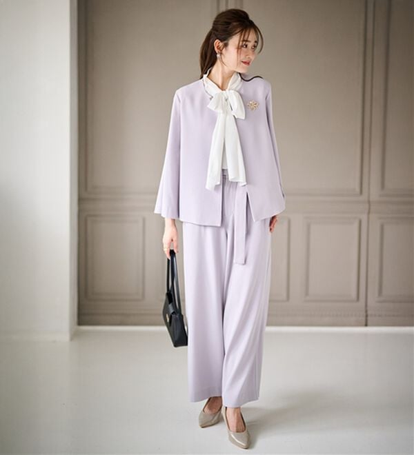 RANAN（ラナン）の「【２点セット】防しわ！洗える！ケープライクジャケットセットアップ（パンツスーツ）」｜詳細画像