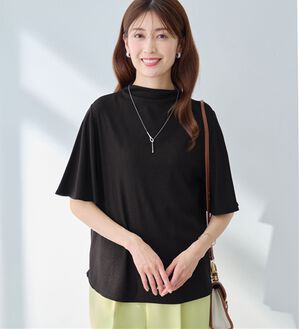 alotta（アロッタ）の「上品フレアー袖リブＴシャツ（カットソー）」｜ブラック