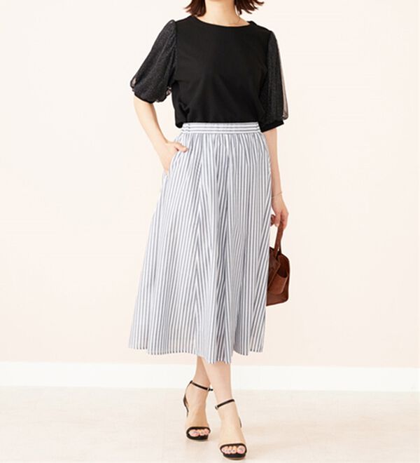 BELLUNA（ベルーナ）の「ラメチュール袖切替デザインプルオーバー（カットソー）」｜詳細画像