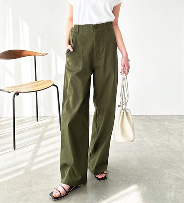 GeeRA（ジーラ）の「コットンワイドベイカーパンツ（フルレングスパンツ）」｜詳細画像