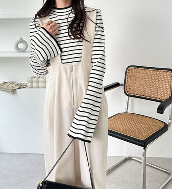 GeeRA（ジーラ）の「フロントジップハイウエストサロペット（オールインワン）」｜詳細画像