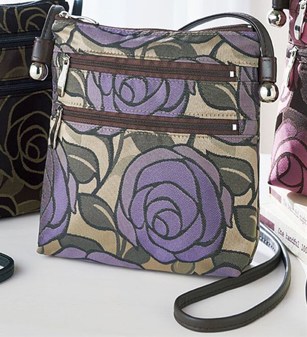 「桐生ジャカード　２段ファスナー付ポシェット（ショルダーバッグ）」｜ラベンダー