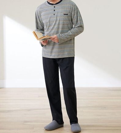 「【２着組】＜カンサイ＞接触冷感ボーダーパジャマ（メンズルームウェア）」