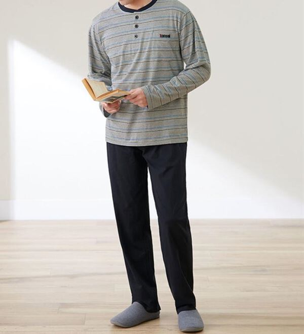 「【２着組】＜カンサイ＞接触冷感ボーダーパジャマ（メンズルームウェア）」｜詳細画像