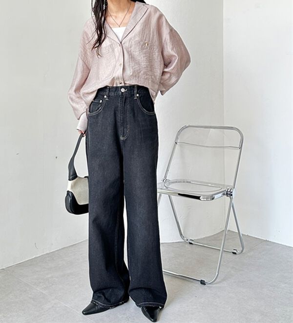 GeeRA（ジーラ）の「ハイウエストストレートデニム（ワイドパンツ・ガウチョ）」｜詳細画像