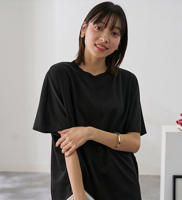 BELLUNA（ベルーナ）の「Ｔシャツ感覚なのにきちんとブラウス見え！カットジョーゼット半袖プルオーバー（カットソー）」｜詳細画像