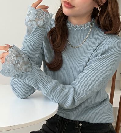 GeeRA（ジーラ）の「【復活】大人可愛い！レースが上品なハイネックニット（ニット・セーター）」