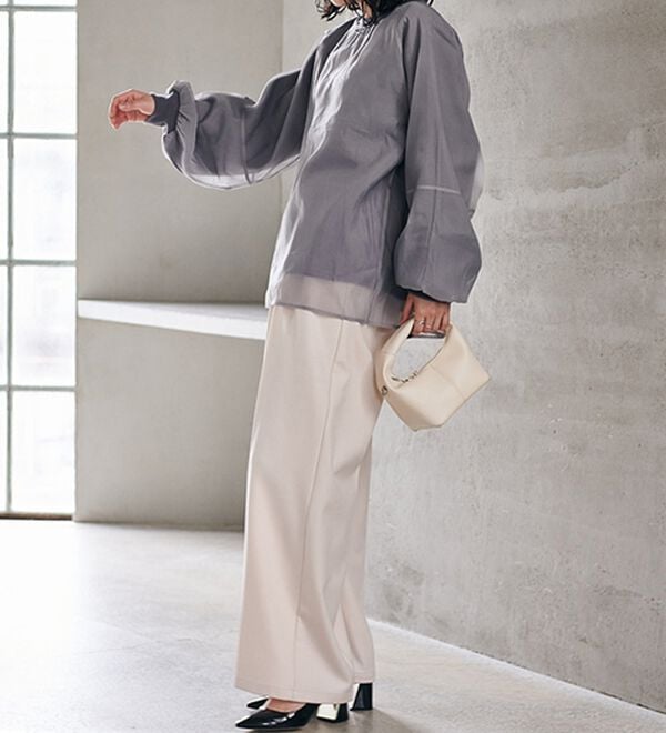 RANAN（ラナン）の「裏起毛シアー素材レイヤードスウェット（カットソー）」｜詳細画像