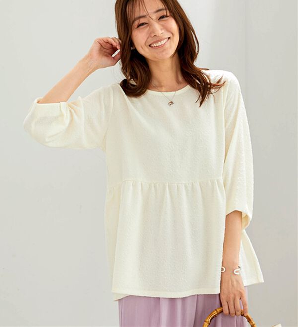 BELLUNA（ベルーナ）の「ジャカード素材ペプラムチュニック（チュニック）」｜詳細画像