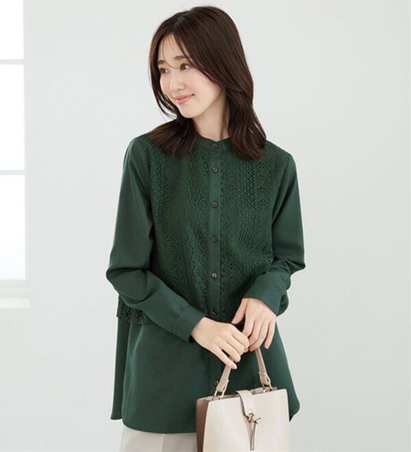 BELLUNA（ベルーナ）の「レース重ねシャツチュニック（チュニック）」｜詳細画像