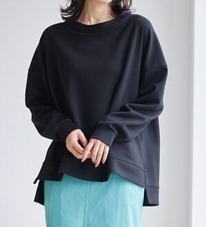 RANAN（ラナン）の「＜ＨＳ＞編立衿ポイントきれいめスウェット（カットソー）」｜ブラック