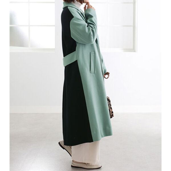 BELLUNA（ベルーナ）の「ウール調素材配色デザインコート（ロングコート）」｜詳細画像