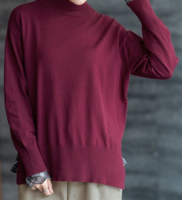 BELLUNA（ベルーナ）の「【重ね着インナー】シアー素材ハイネックインナープルオーバー（カットソー）」｜詳細画像