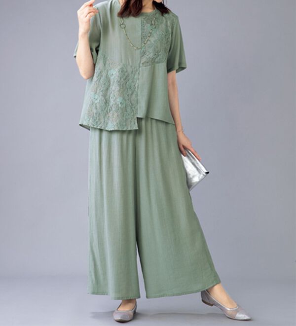 ルフラン（ルフラン）の「エレガンスデザインスーツ＜オンディーネ＞（ブラウススーツ）」｜グリーン系