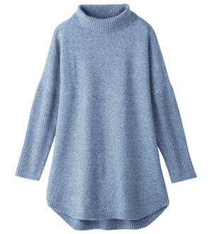 alotta（アロッタ）の「裾ラウンドタートルネックニットチュニック（チュニック）」｜スモーキーブルー
