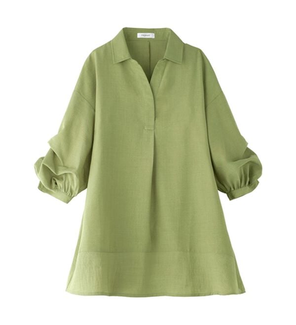 BELLUNA（ベルーナ）の「麻調素材袖タックデザインシャツチュニック（チュニック）」｜詳細画像