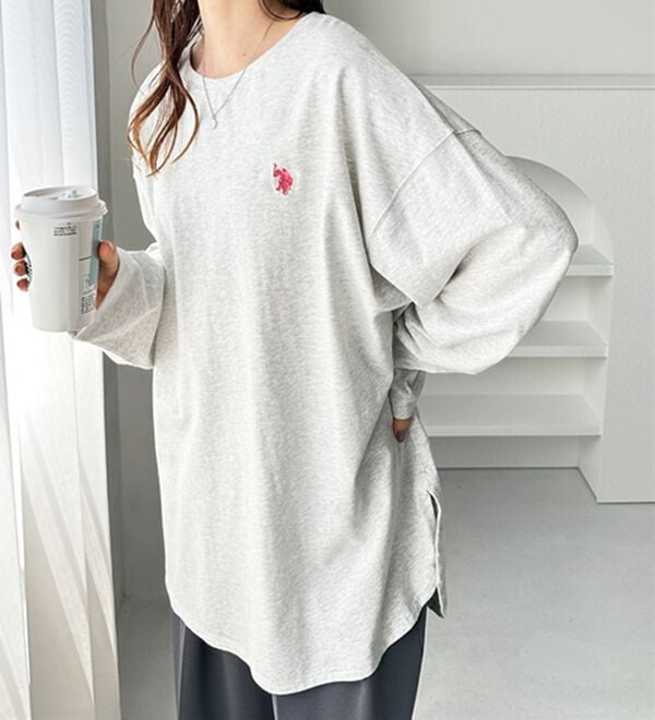 GeeRA（ジーラ）の「【Ｕ．Ｓ．ＰＯＬＯ ＡＳＳＮ】オーバーサイズ刺しゅうロンＴ（カットソー）」｜詳細画像