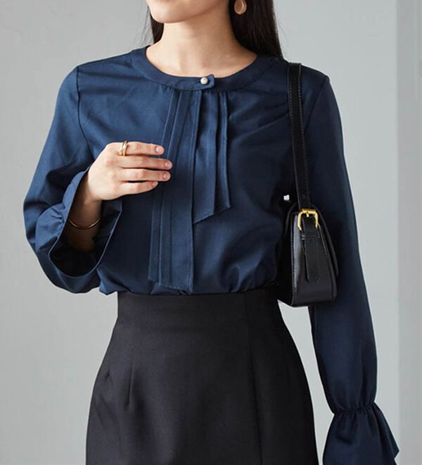 RANAN（ラナン）の「パール付きボウタイブラウス（ブラウス）」｜詳細画像