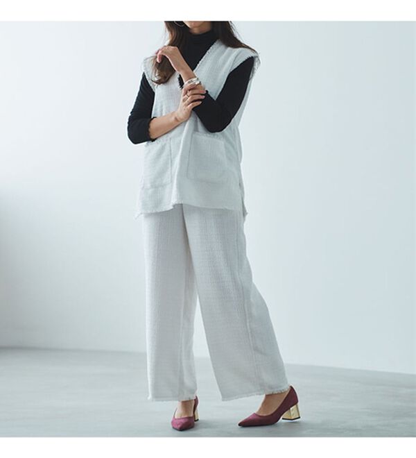 RANAN（ラナン）の「ツイードワイドパンツ（フルレングスパンツ）」｜詳細画像