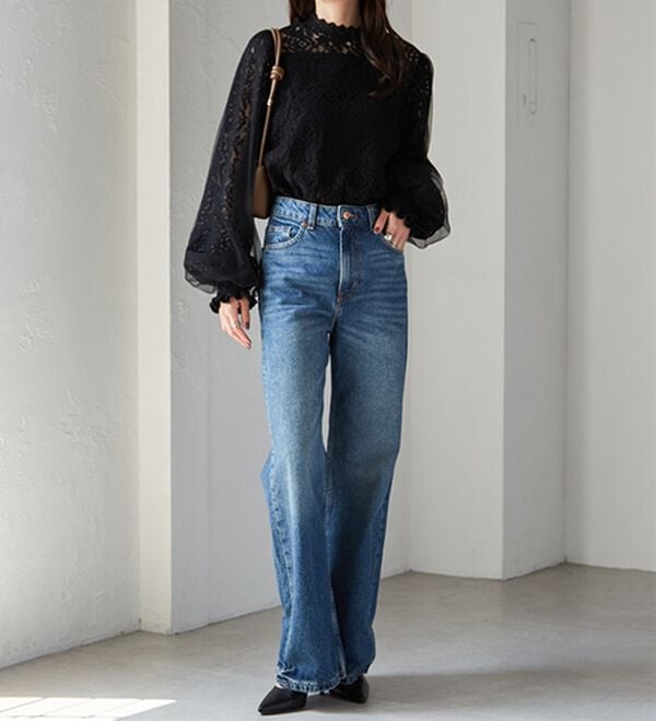 RANAN（ラナン）の「チュールドッキングフラワーレースキャンディースリーブブラウス（ブラウス）」｜詳細画像