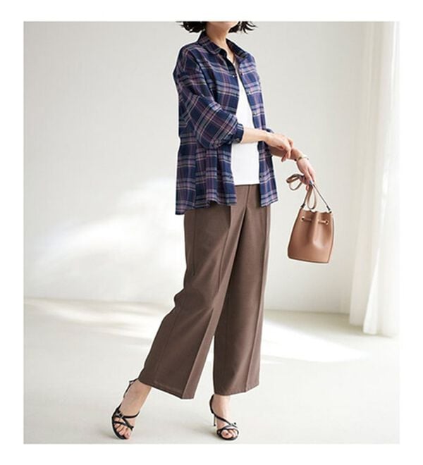 BELLUNA（ベルーナ）の「着るＵＶ対策！綿１００％デザインチェックシャツ（シャツ）」｜詳細画像