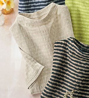 ルフラン（ルフラン）の「涼やかジャカード柄プルオーバー（カットソー）」｜ベージュ