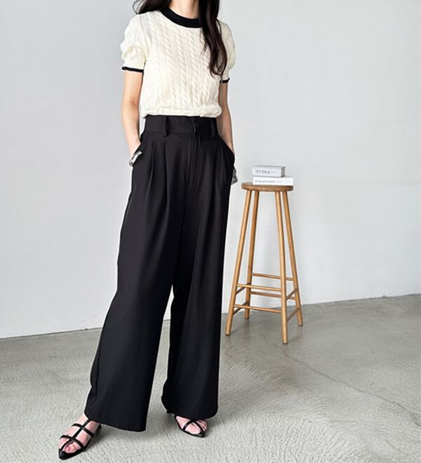 GeeRA（ジーラ）の「着心地抜群！ハイウエストダブルタックワイドパンツ（フルレングスパンツ）」｜詳細画像