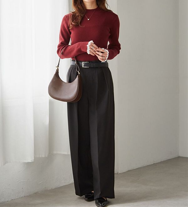 RANAN（ラナン）の「【春色追加】シアーフリル袖ハイネックリブニット（ニット・セーター）」｜詳細画像