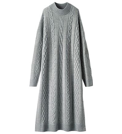 BELLUNA（ベルーナ）の「ケーブル柄ロング丈ニットワンピース（ニットワンピース）」