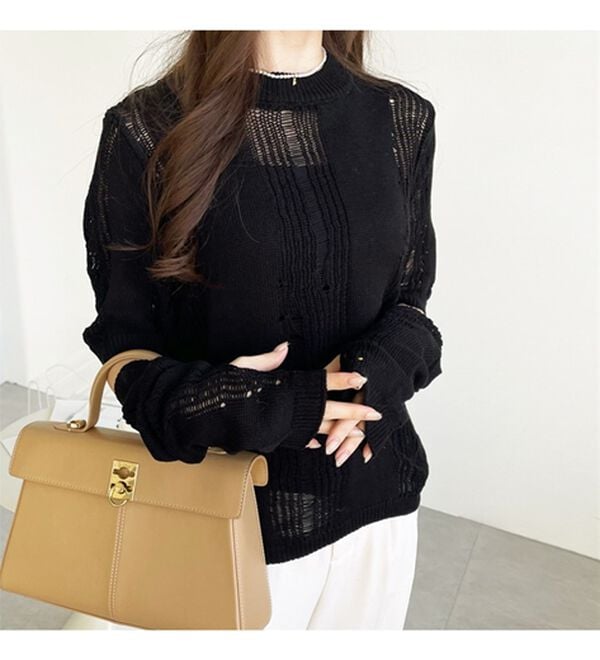 GeeRA（ジーラ）の「透かし編アームウォーマー付ニット（ニット・セーター）」｜詳細画像