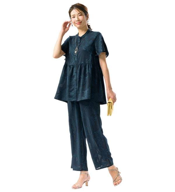 ルフラン（ルフラン）の「花ジャカードセットアップ（ブラウススーツ）」｜詳細画像