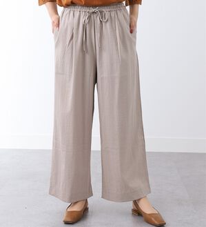 BELLUNA（ベルーナ）の「サラリ快適！ビンテージ調美脚ワイドパンツ（ワイドパンツ・ガウチョ）」｜ライトグレージュ