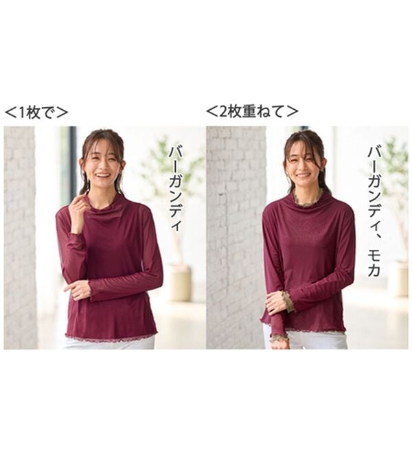 BELLUNA（ベルーナ）の「《重ねて楽しむ！》シアー素材ボトルネックプルオーバー（カットソー）」｜詳細画像