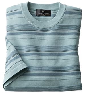 「＜コムルヴァン・オム＞洗える涼感ニットＴシャツ（メンズニット・セーター）」｜サックス