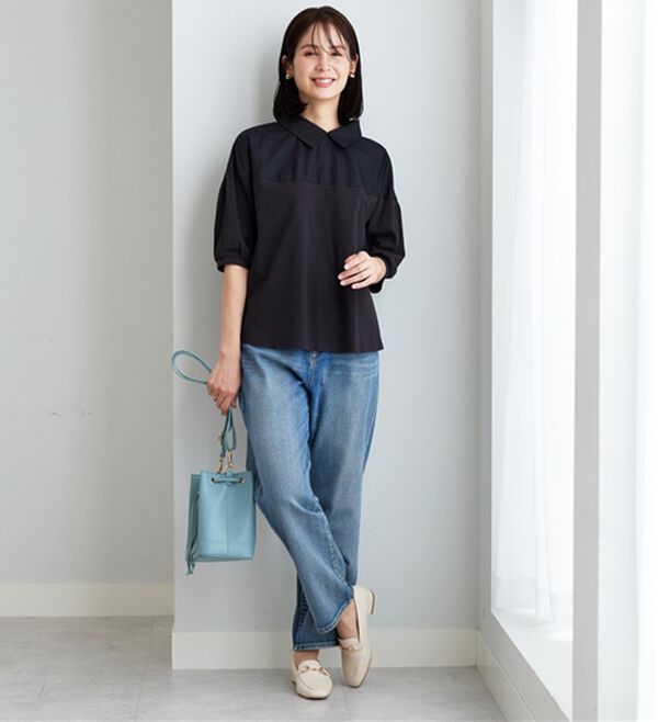 BELLUNA（ベルーナ）の「衿付き異素材切替プルオーバー（カットソー）」｜詳細画像