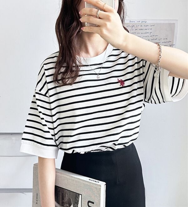 GeeRA（ジーラ）の「【ＵＳ．ＰＯＬＯ．ＡＳＳＮ】ライン配色Ｔシャツ（Tシャツ）」｜詳細画像