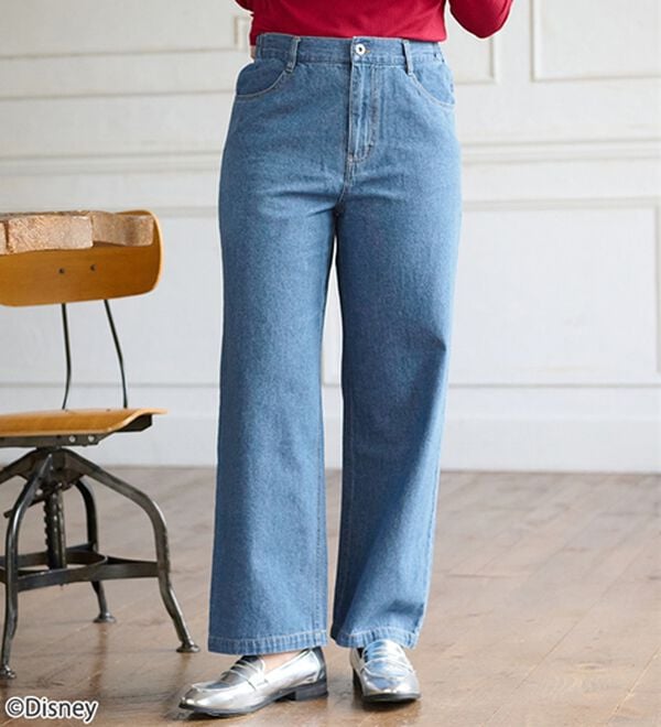 BELLUNA（ベルーナ）の「＜Ｄｉｓｎｅｙ＞刺しゅうデニムパンツ（ワイドパンツ・ガウチョ）」｜詳細画像