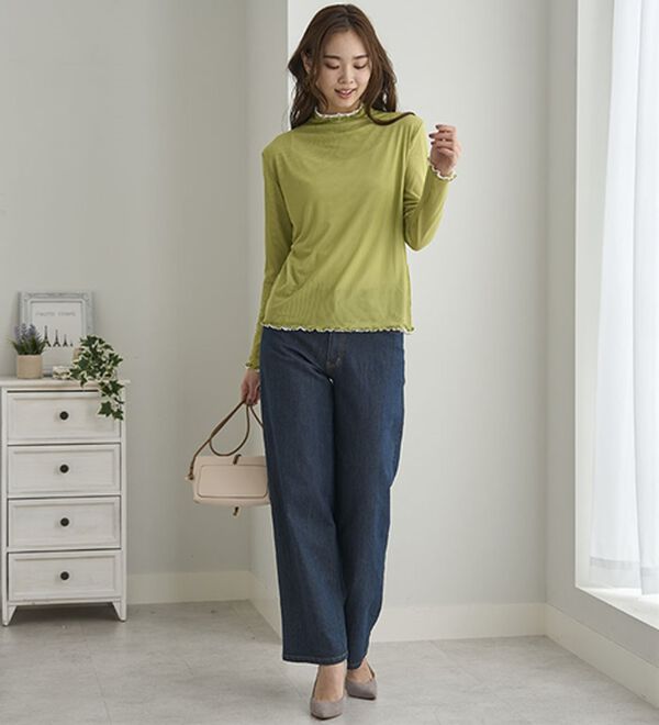 BELLUNA（ベルーナ）の「《重ねて楽しむ！》シアー素材ボトルネックプルオーバー（カットソー）」｜詳細画像