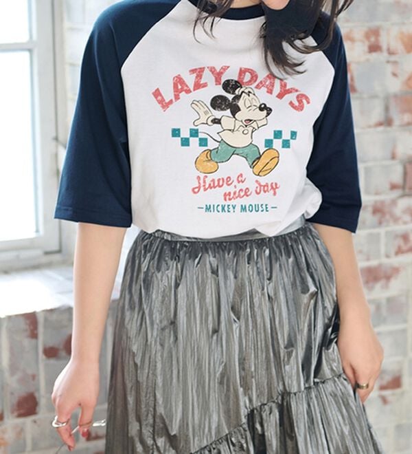 BELLUNA（ベルーナ）の「＜Ｄｉｓｎｅｙ＞【ミッキー】プリント７分丈ラグランＴシャツ（カットソー）」｜詳細画像