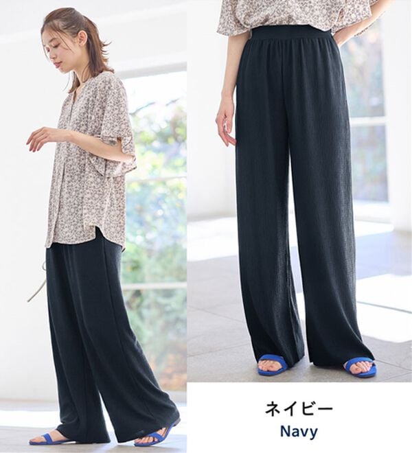 Viola e Viola（ヴィオラ エ ヴィオラ）の「【５つの機能付】丈切れる！楽ちんジャカードパンツ（ワイドパンツ・ガウチョ）」｜詳細画像