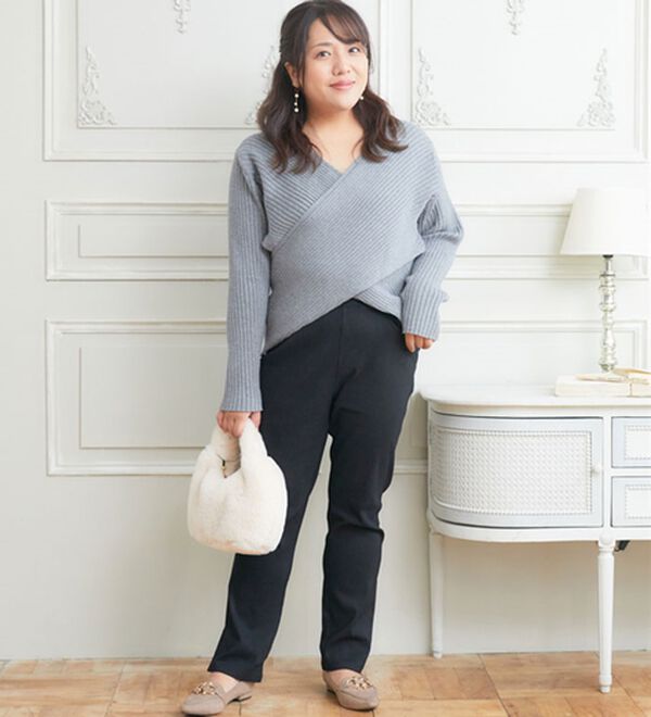 A HAPPY MARILYN（アハッピーマリリン）の「【Ｌ～８Ｌ／選べるデザイン】ストレッチ裏起毛美脚パンツ（テーパードパンツ）」｜詳細画像