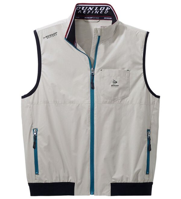 「＜ダンロップ・リファインド＞すっきり羽織れるスポーティベスト（メンズベスト）」｜シルバーグレー