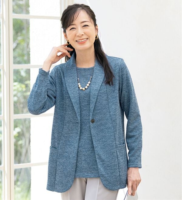 ルフラン（ルフラン）の「軽やかな着心地！メランジ調アンサンブル（アンサンブル）」｜杢ブルー