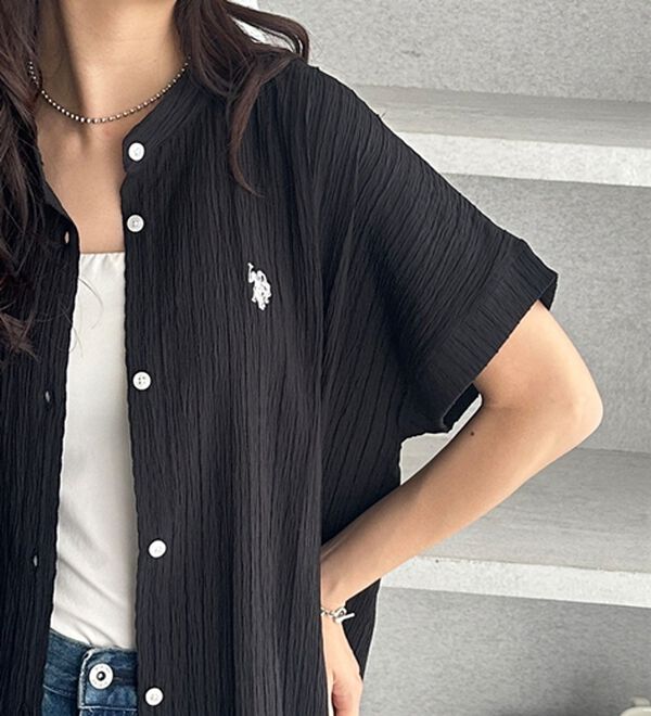 GeeRA（ジーラ）の「【ＵＳ．ＰＯＬＯ．ＡＳＳＮ】ポコポコ素材フレンチスリーブシャツ（シャツ）」｜詳細画像