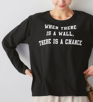 Viola e Viola（ヴィオラ エ ヴィオラ）の「【吸湿発熱】あったか綿１００％ロゴTシャツ（カットソー）」｜ブラック
